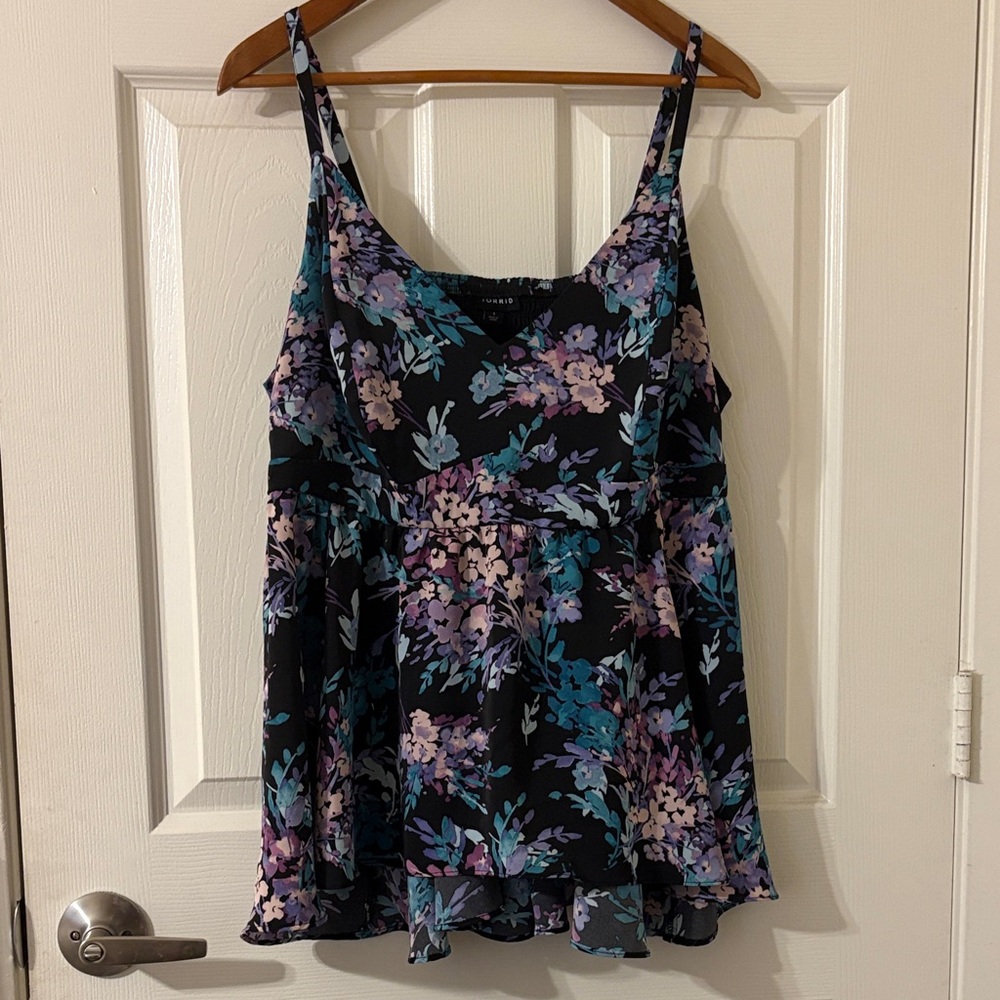 Torrid Black Floral Camisole Top